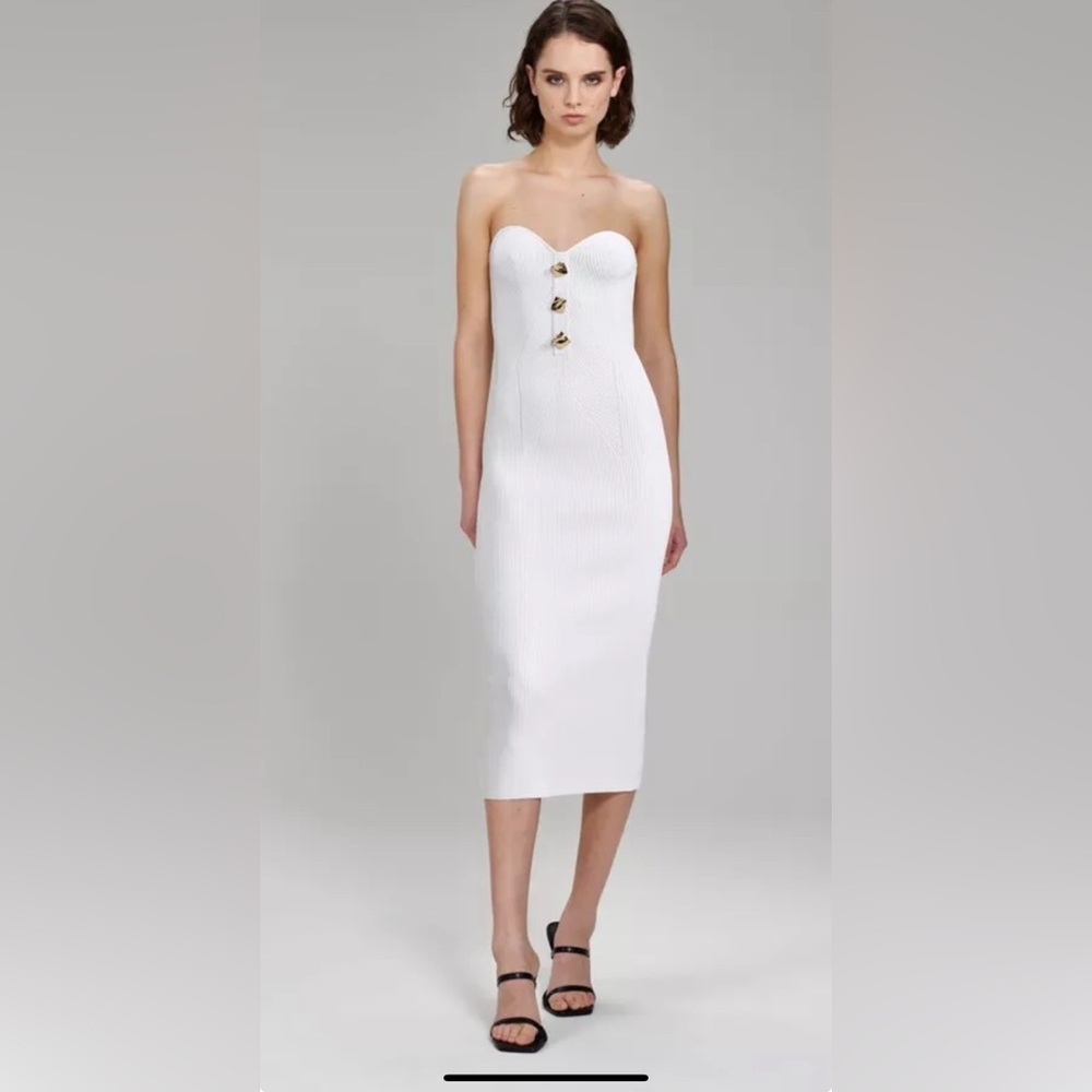 Self-Portrait White Strapless Dress